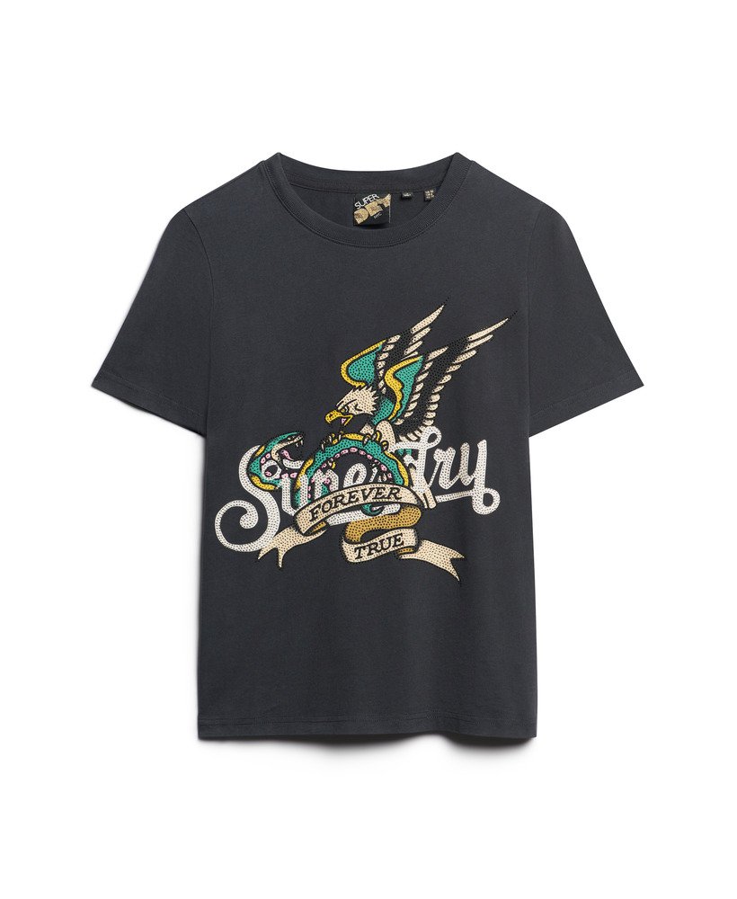 タトゥー スクリプト グラフィック tシャツ ジェットブラック