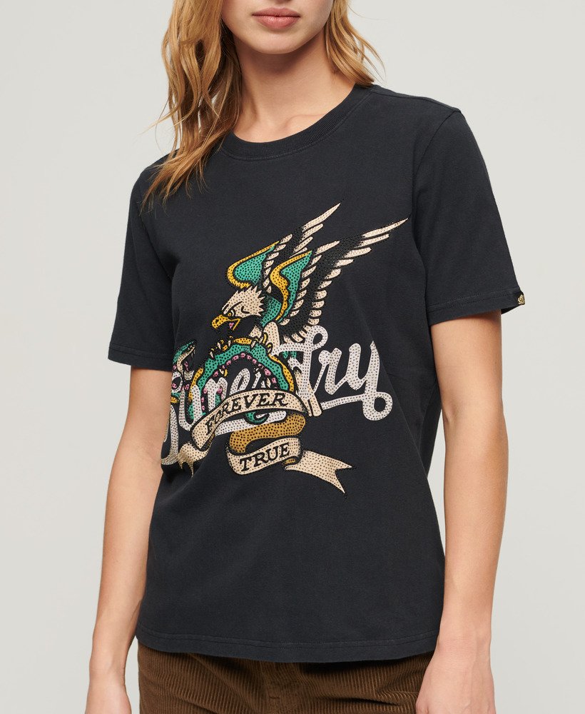 タトゥー スクリプト グラフィック tシャツ ジェットブラック