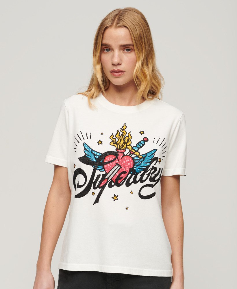 タトゥー スクリプト グラフィック tシャツ(エクリュ)