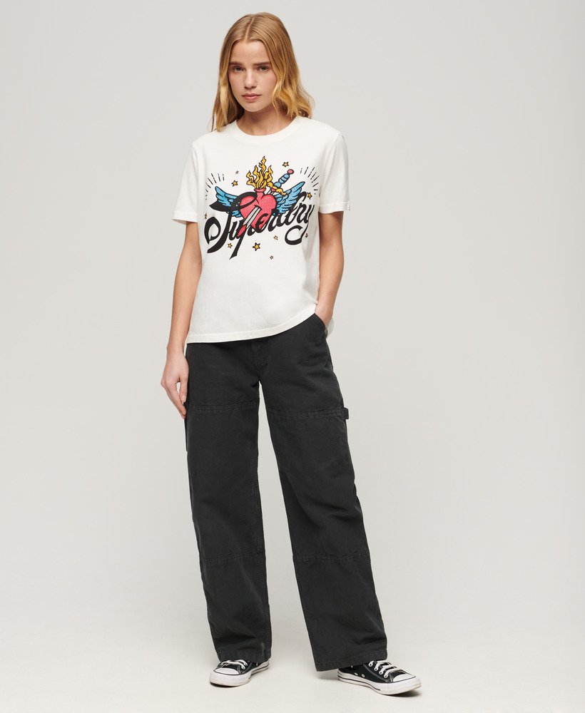 タトゥー スクリプト グラフィック tシャツ(エクリュ)