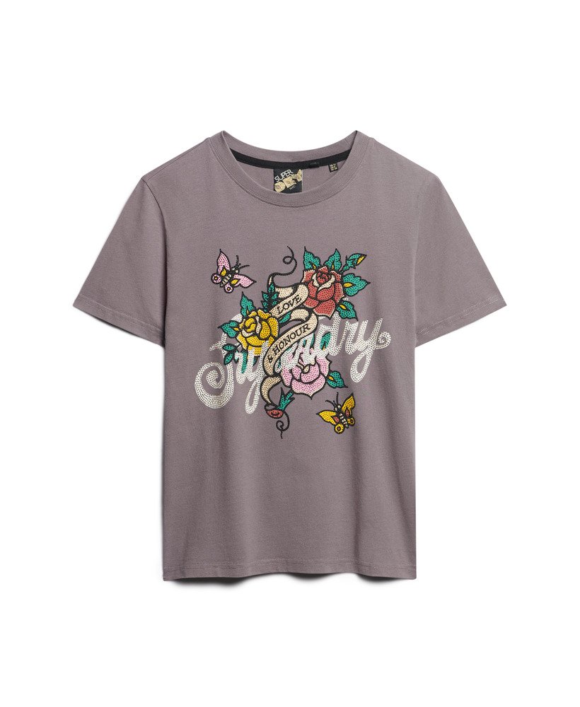 タトゥー スクリプト グラフィック tシャツ(ロックグレー)