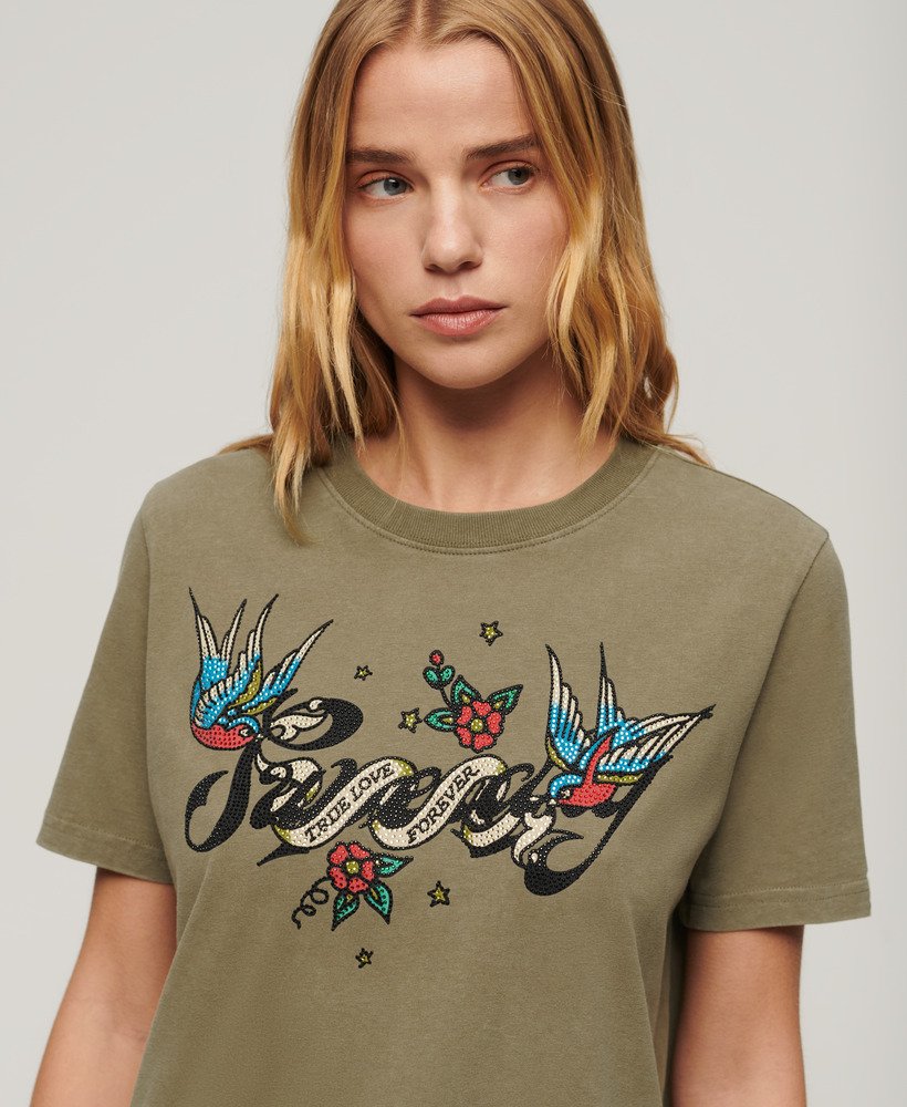 モスカーキのタトゥースクリプトグラフィックtシャツ