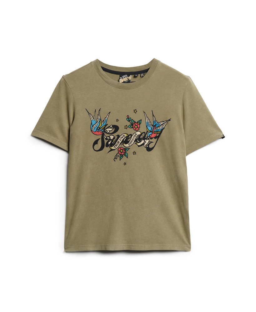 モスカーキのタトゥースクリプトグラフィックtシャツ