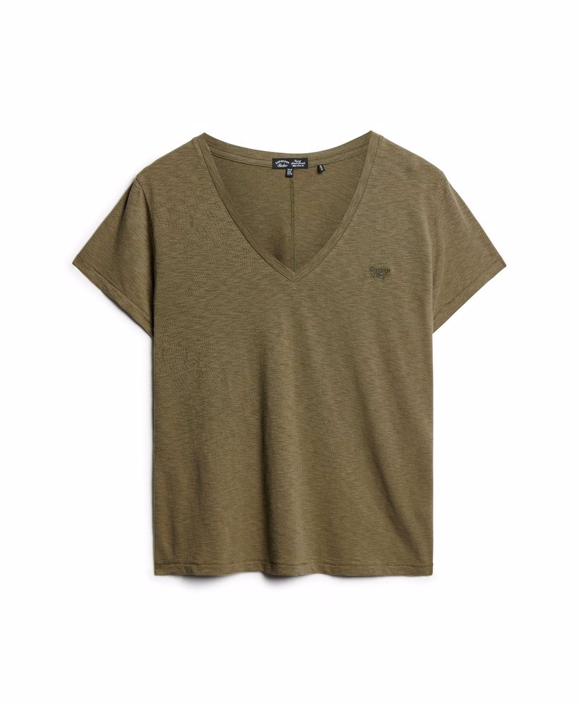 スラブ刺繍入りVネックTシャツ