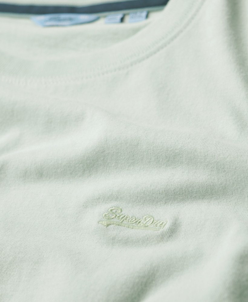 オーガニックコットン ヴィンテージロゴ刺繍tシャツ(サーフスプレーグリーン)