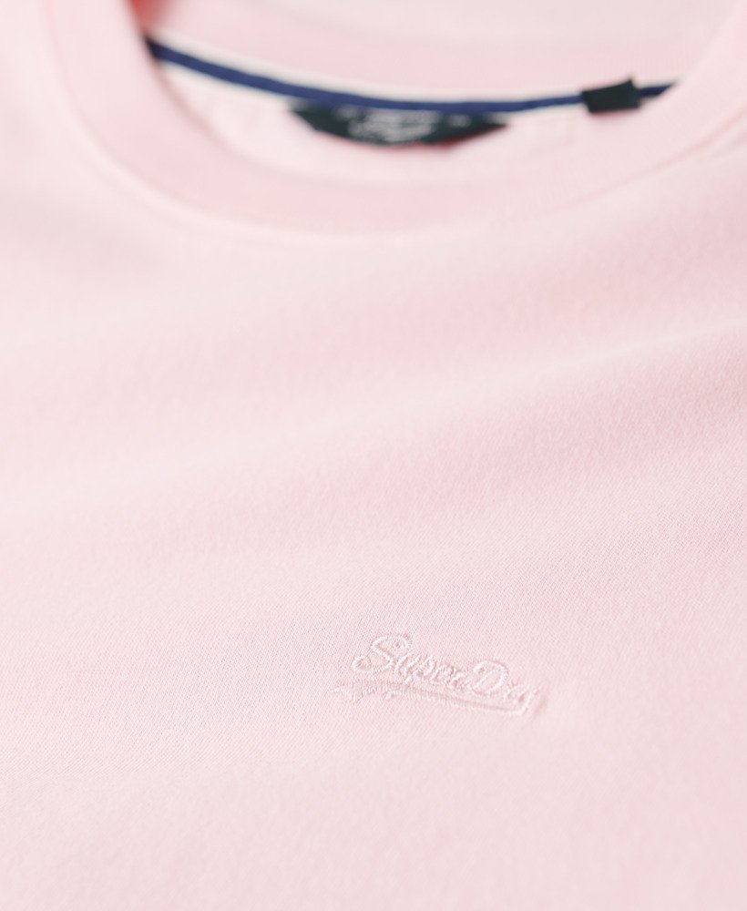 オーガニックコットン ヴィンテージロゴ刺繍tシャツ(ペールローズピンク)
