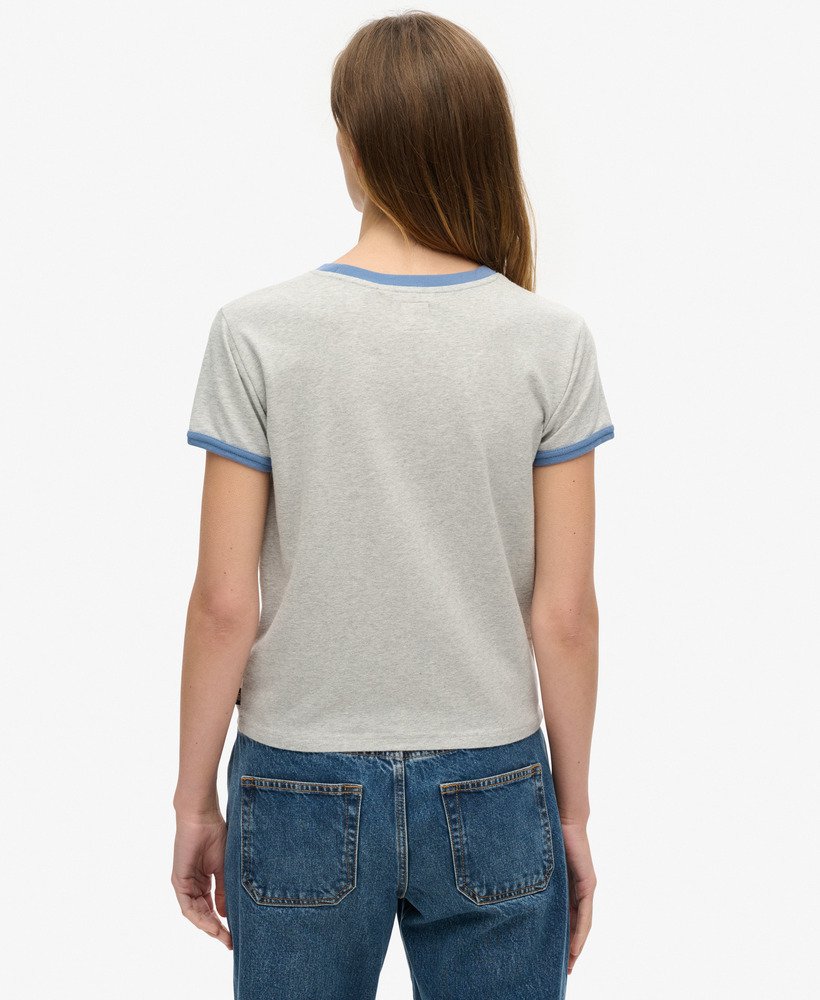 アスレチック エッセンシャルズ ビーチ グラフィック リンガー tシャツ(グレー マーブル)