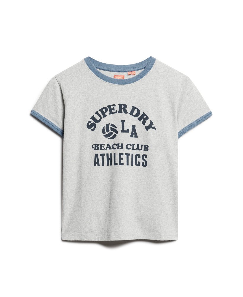 アスレチック エッセンシャルズ ビーチ グラフィック リンガー tシャツ(グレー マーブル)