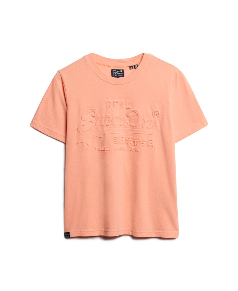 パパイヤパンチピンクのエンボス加工リラックスtシャツ