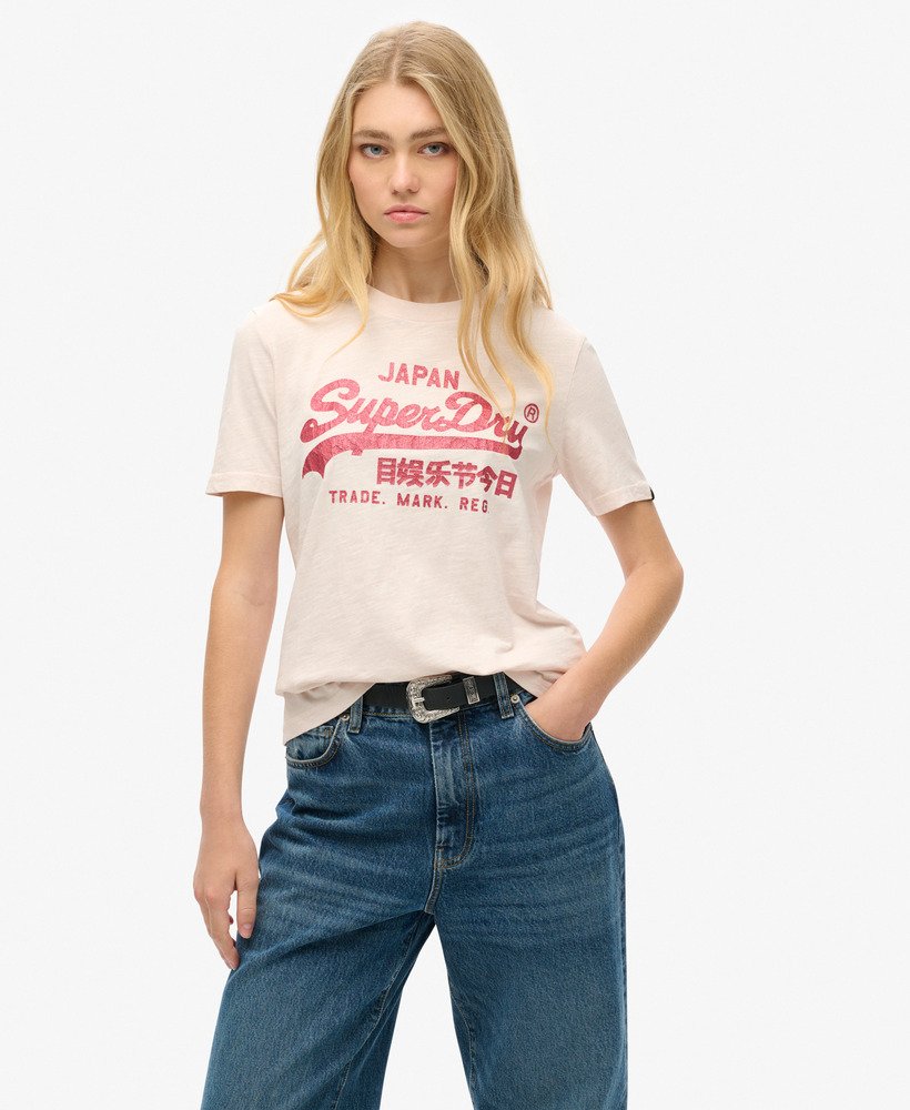 メタリックロゴ リラックスtシャツ(モーブチョークピンク)