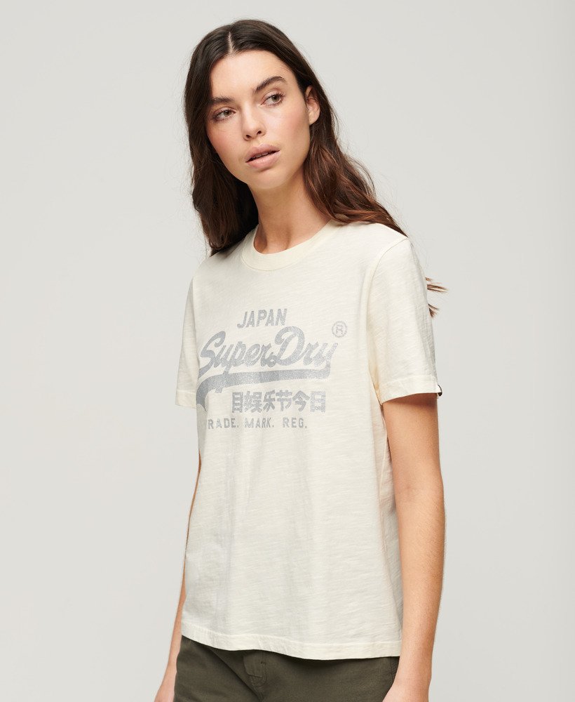 メタリックロゴ リラックスtシャツ(クリームスラブ)