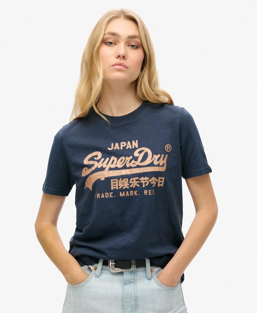 メタリックロゴ リラックスtシャツ(lauren navy)
