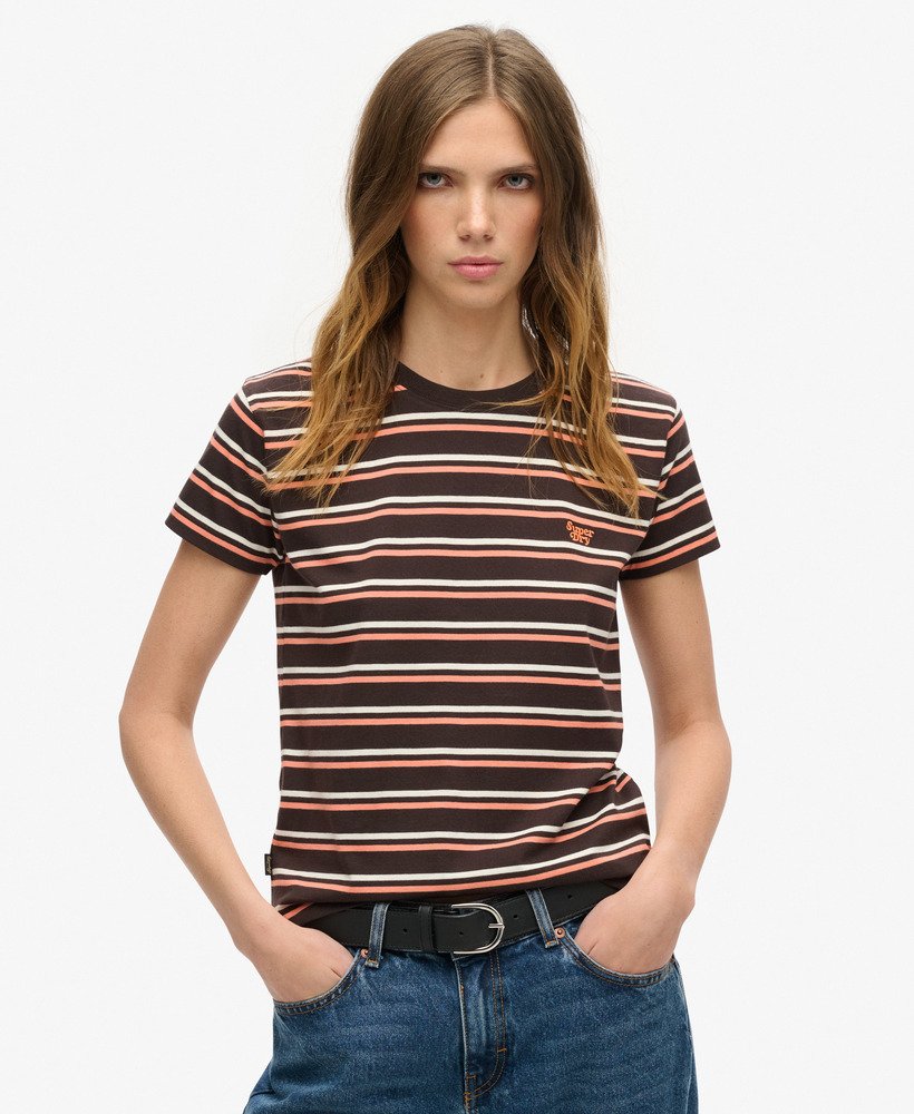 エッセンシャル ロゴ ストライプ フィット tシャツ(バイソンブラックストライプ)