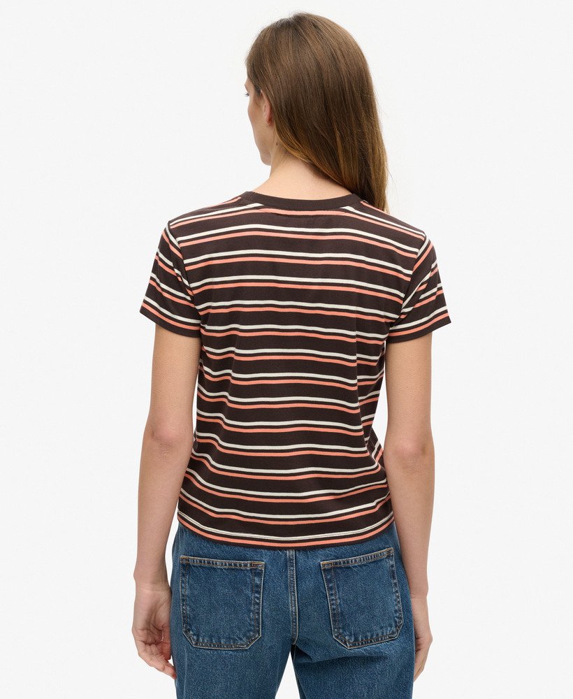エッセンシャル ロゴ ストライプ フィット tシャツ(バイソンブラックストライプ)