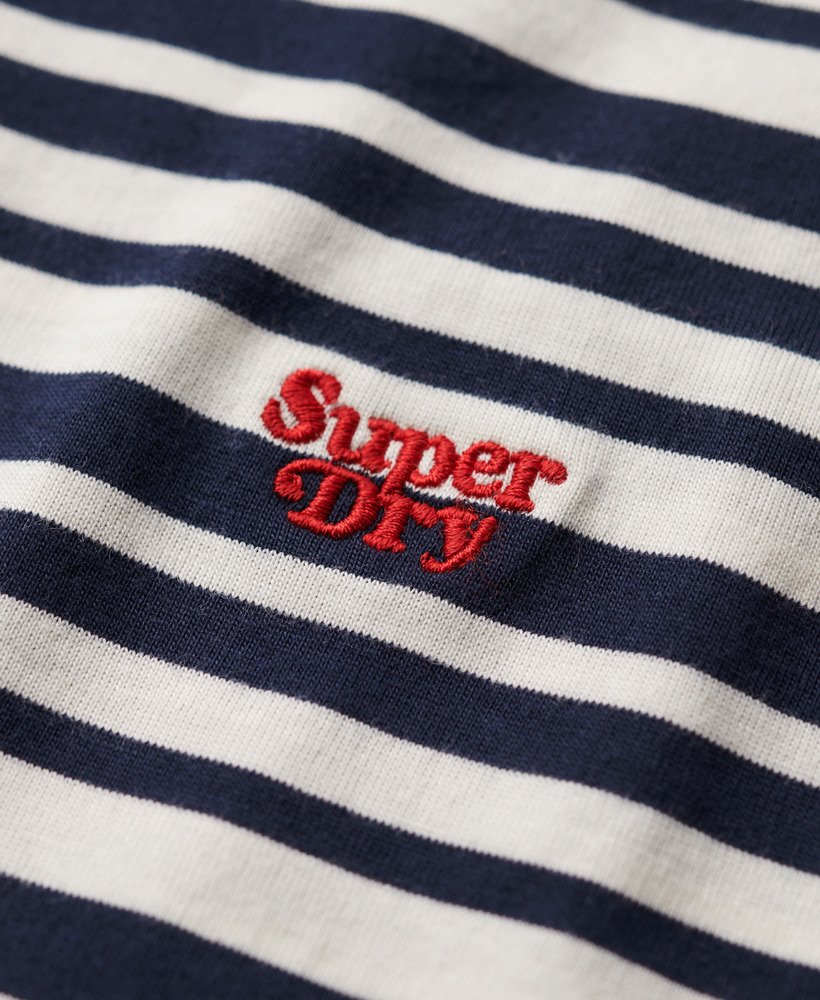エッセンシャル ロゴ ストライプ フィット t シャツ(リッチネイビーストライプ)
