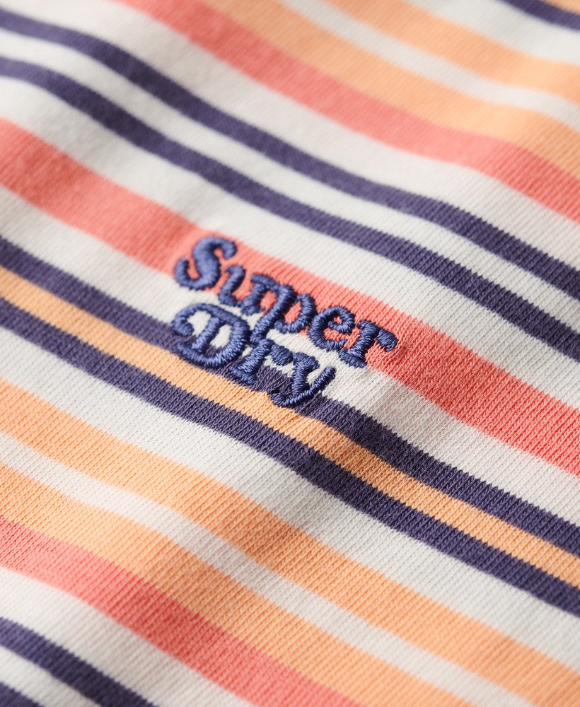 エッセンシャル ロゴ ストライプ フィット tシャツ(サンセットコーラルストライプ)