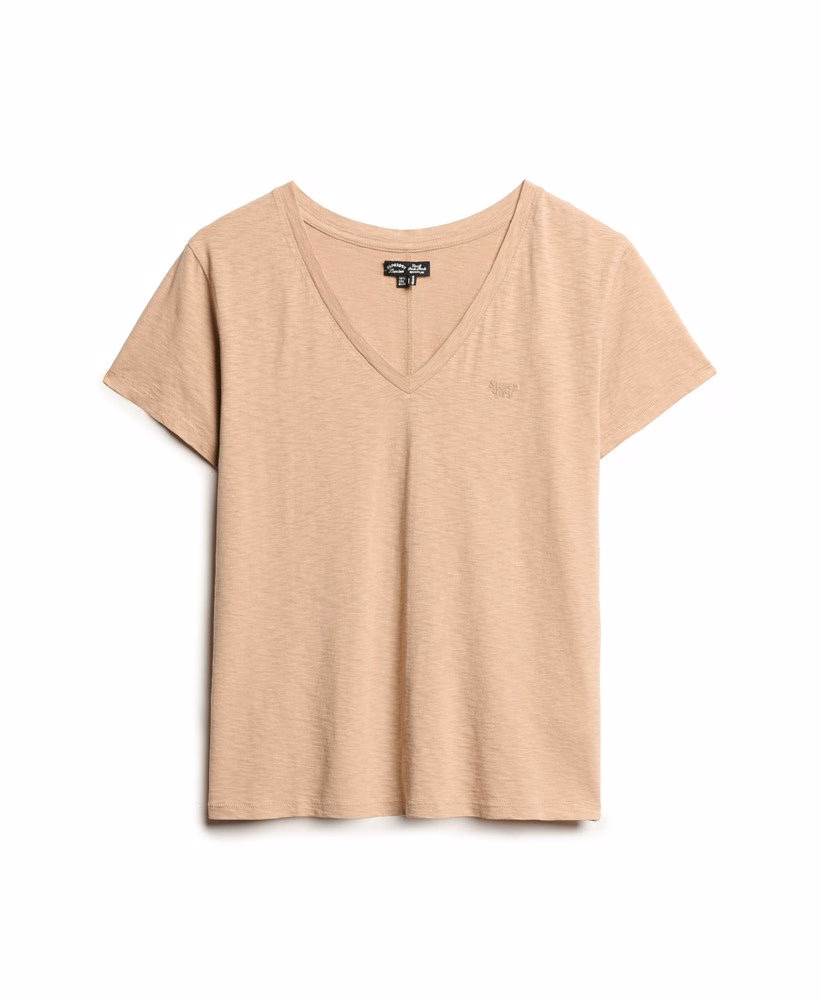 スラブ刺繍入りVネックTシャツ