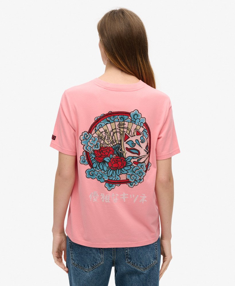 東京ラインストーン リラックスtシャツ(ピーチブロッサム)