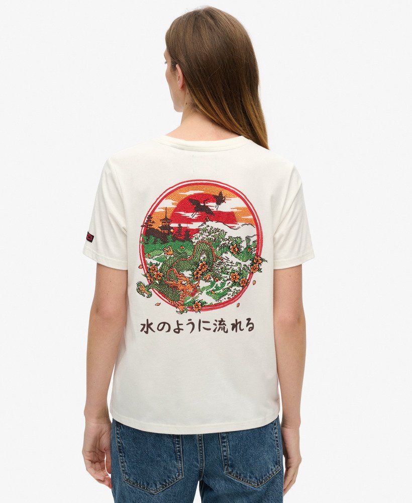 東京ラインストーン リラックスtシャツ(オフホワイト)