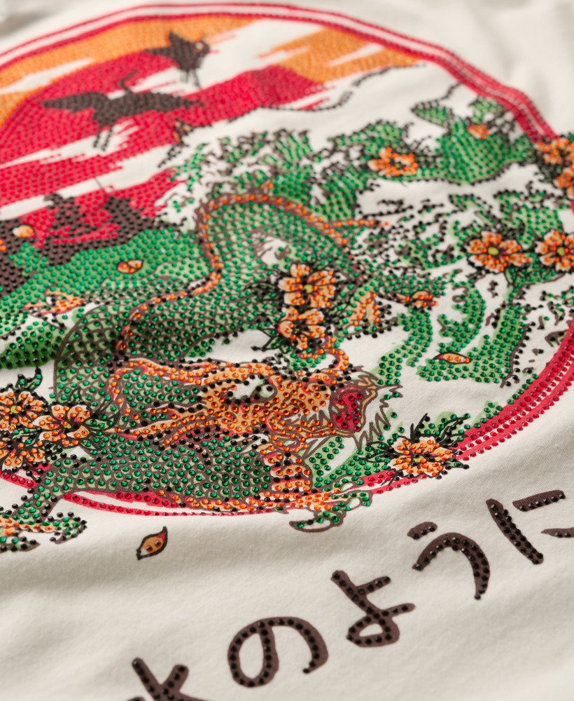 東京ラインストーン リラックスtシャツ(オフホワイト)