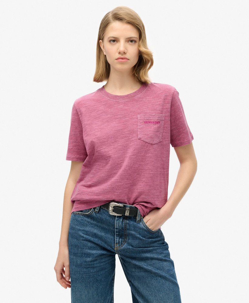 エッセンシャル ロゴ オーバーダイ tシャツ(ショッキングピンク)