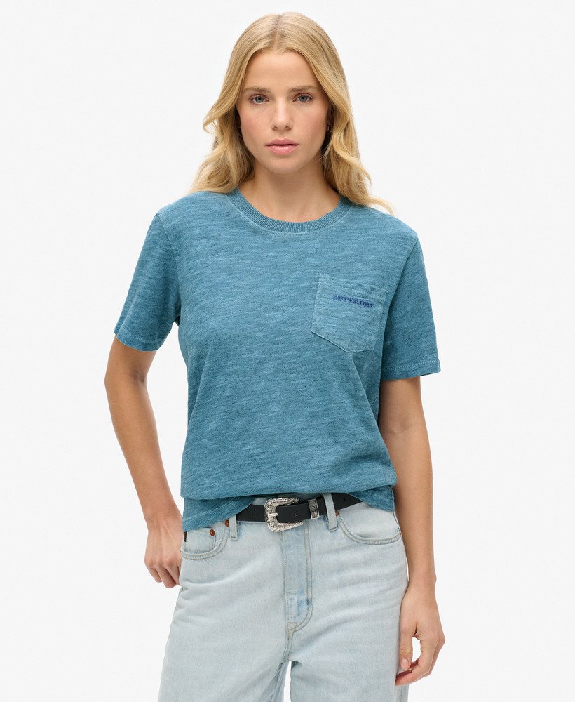 エッセンシャル ロゴ オーバーダイ tシャツ(ムーンライトブルー)