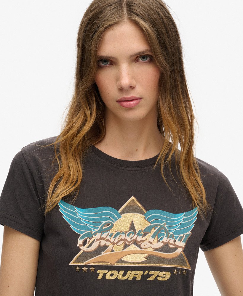 70年代ロックバンドキャップスリーブtシャツ(blackboard)
