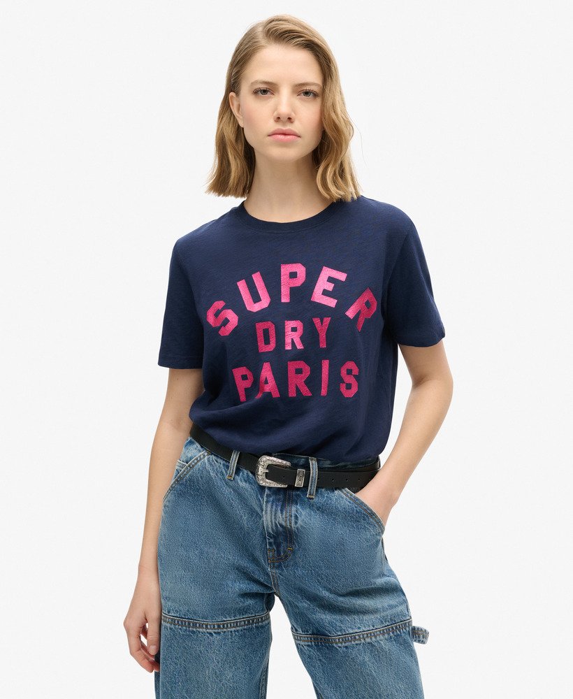 グリッターロゴ リラックスtシャツ(リッチネイビースラブ)