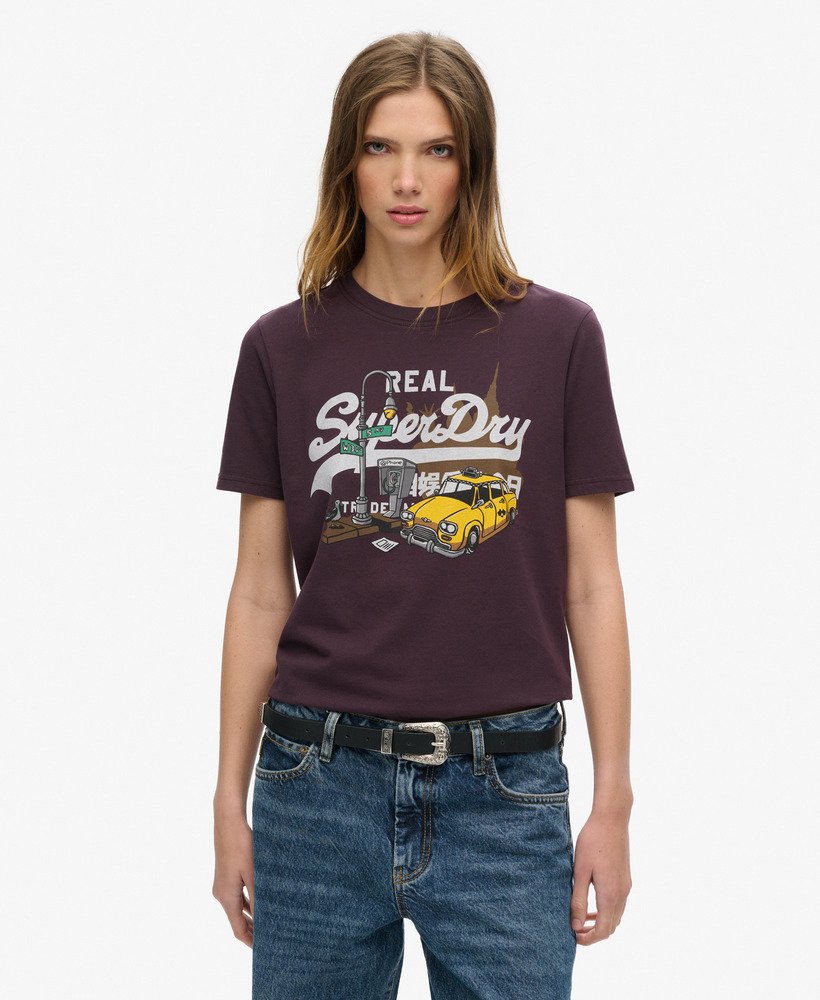 ニューヨークヴィンテージロゴリラックスtシャツ(ウィンターベリーパープル)