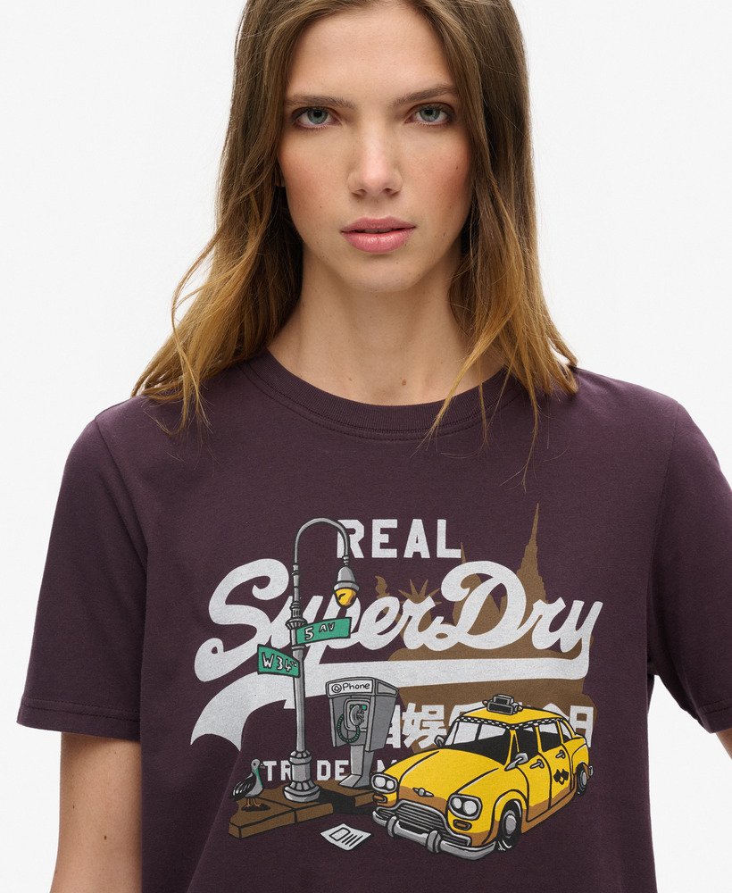 ニューヨークヴィンテージロゴリラックスtシャツ(ウィンターベリーパープル)