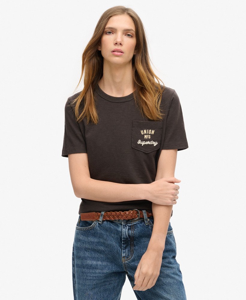 ワークウェア 刺繍ポケットtシャツ(bison black)