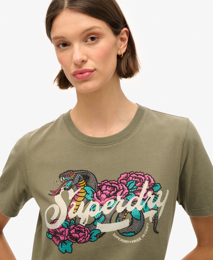 タトゥースクリプト リラックスtシャツ(ダスティオリーブグリーン)