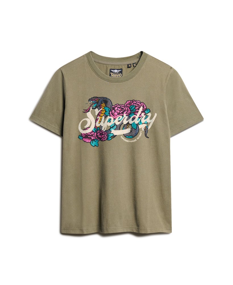 タトゥースクリプト リラックスtシャツ(ダスティオリーブグリーン)