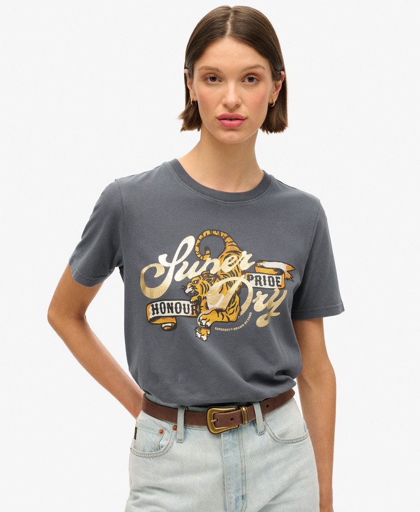 タトゥー スクリプト リラックス tシャツ(エボニー)