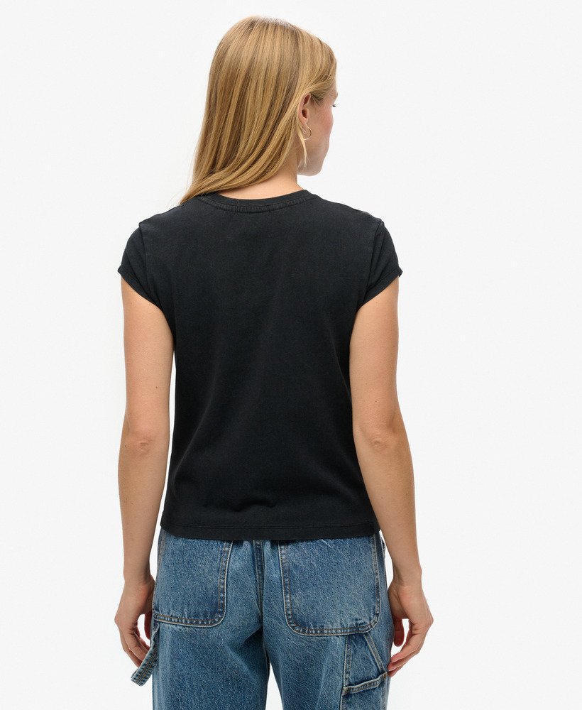 スポーツリュクス グラフィック キャップスリーブ tシャツ(ブラック)
