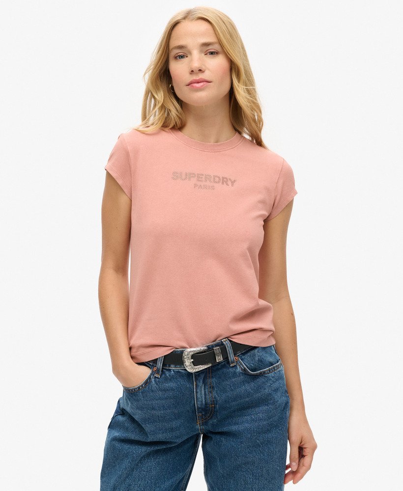 スポーツリュクス グラフィック キャップスリーブ tシャツ(アッシュローズ)