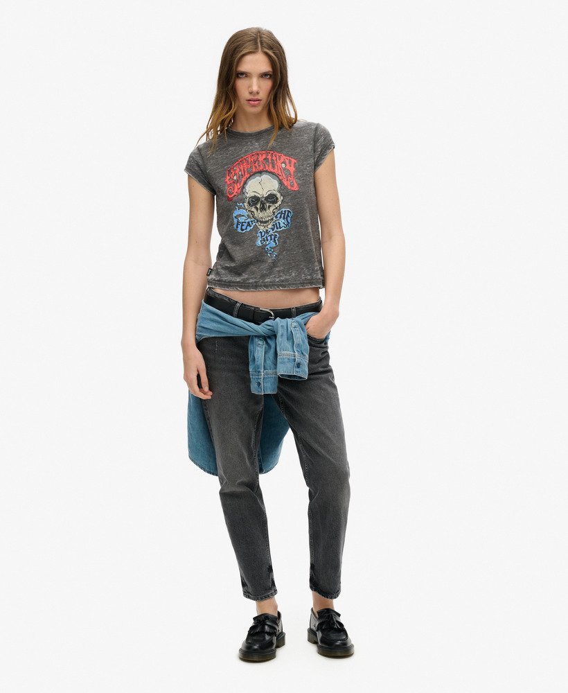 バイカーロックグラフィックtシャツ(bison black)