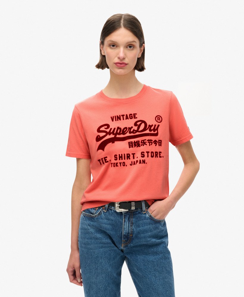 クラシックなヴィンテージロゴグラフィックリラックスtシャツ(バーントコーラル)