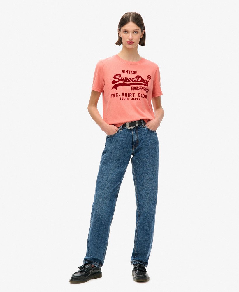 クラシックなヴィンテージロゴグラフィックリラックスtシャツ(バーントコーラル)