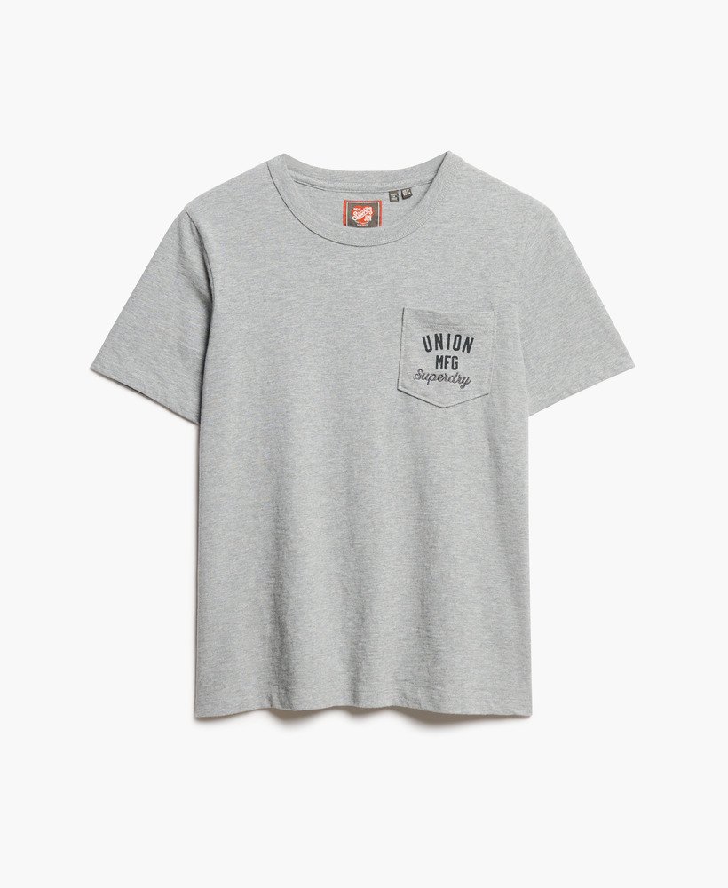 ワークウェア 刺繍ポケットtシャツ グレーマール
