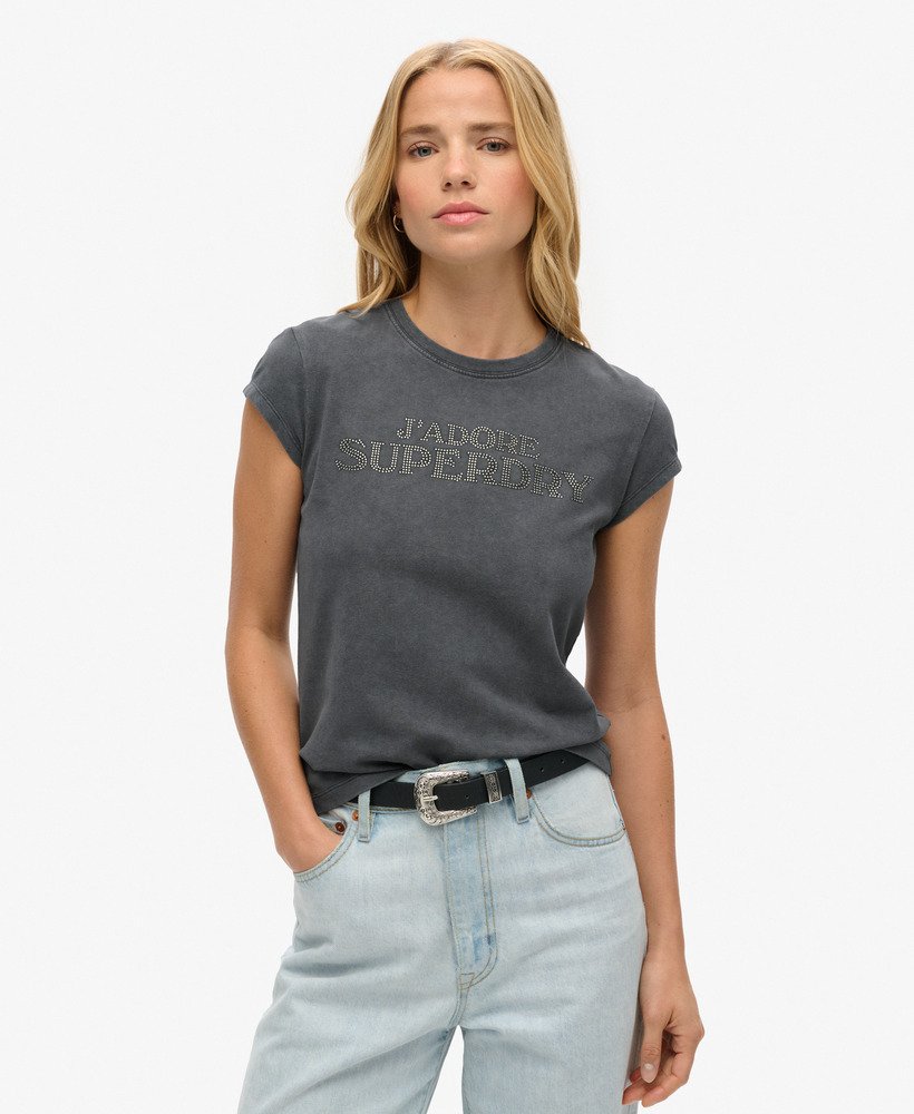 スポーツリュクス グラフィック キャップスリーブ tシャツ(エボニー)