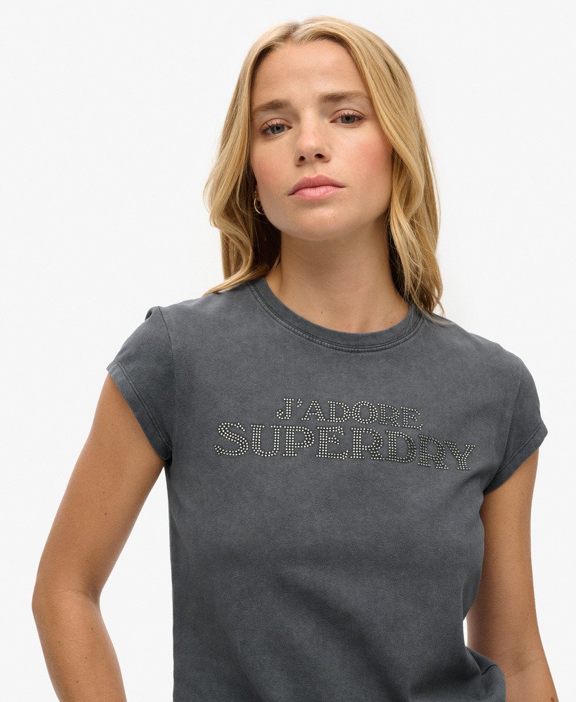 スポーツリュクス グラフィック キャップスリーブ tシャツ(エボニー)