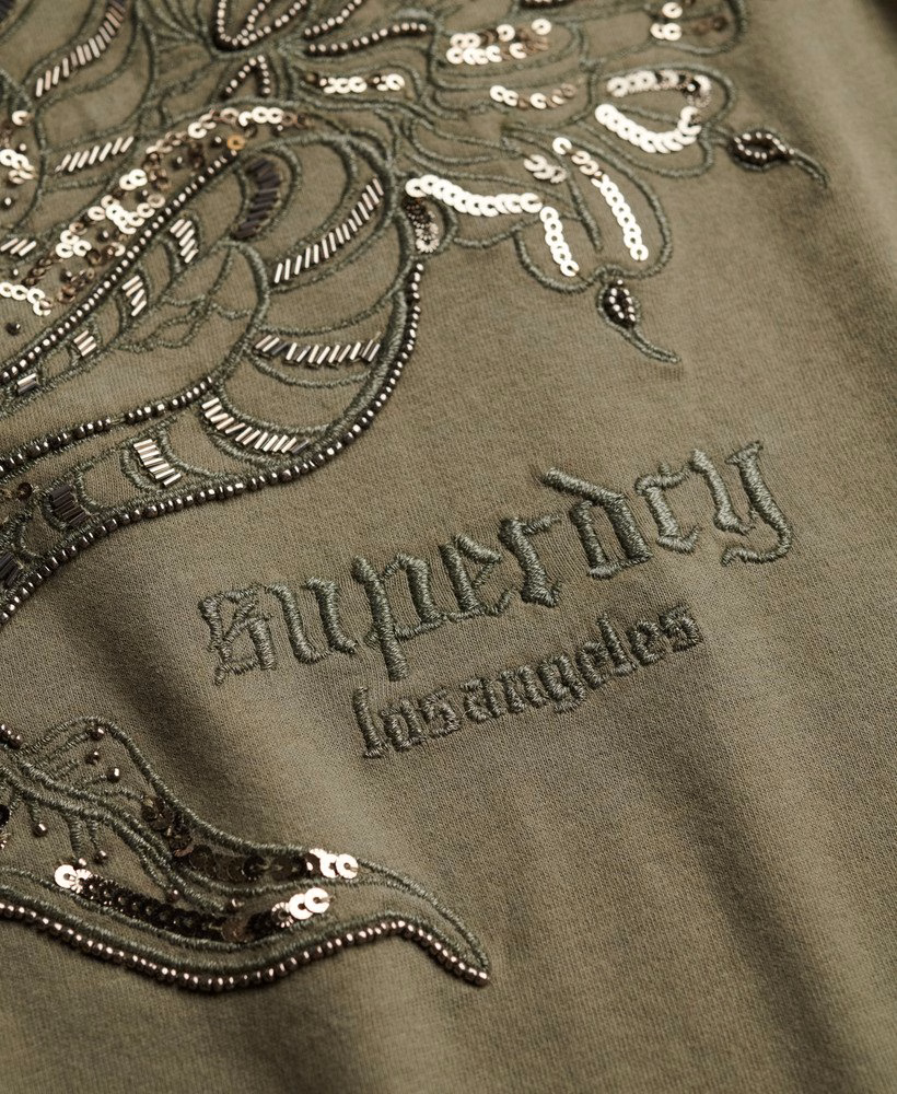 タトゥー装飾付きオーバーサイズTシャツ
