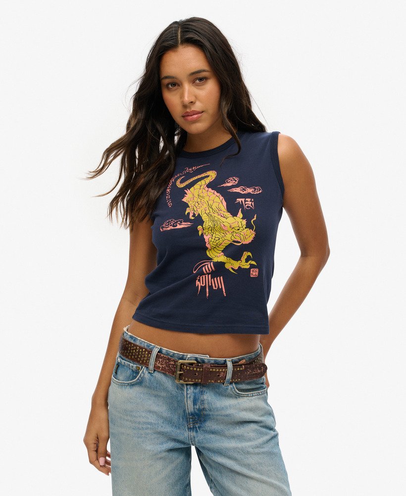 superdry x komodo kailash dragon スリムベストトップ(ネイビー)