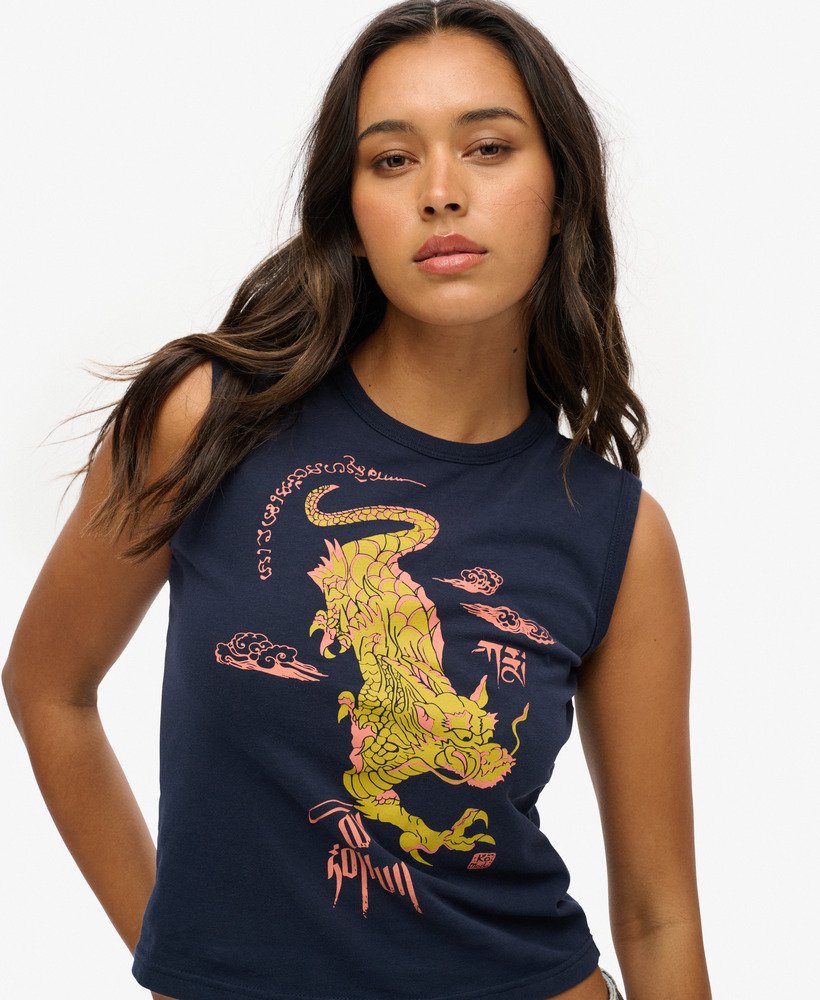superdry x komodo kailash dragon スリムベストトップ(ネイビー)