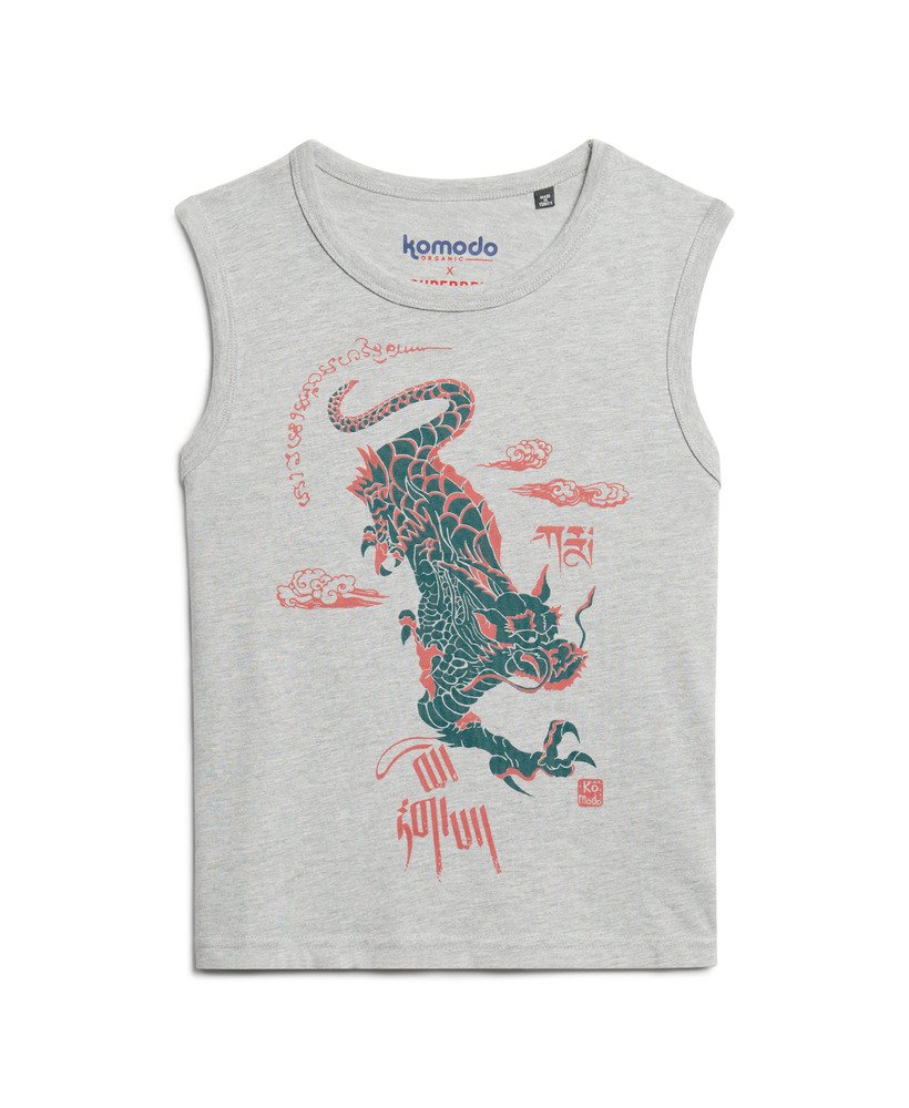 superdry x komodo kailash dragon スリムベストトップ(グレーマール)