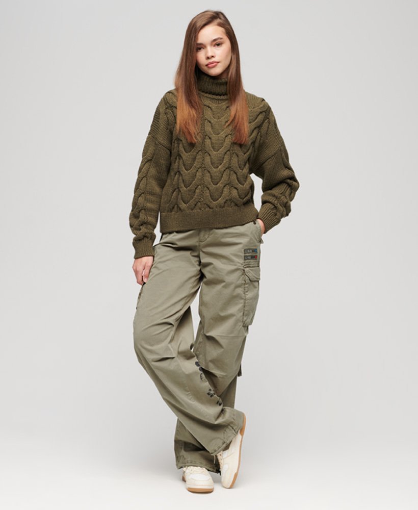 superdry x ringspun ボーイフレンド カーゴパンツ(チャイブグリーン)